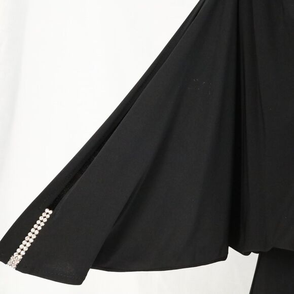 Betsy and Adam Dress Petites 2P Black Slit Sleeve Stretch Knit Rhinestones Long - Picture 11 of 16